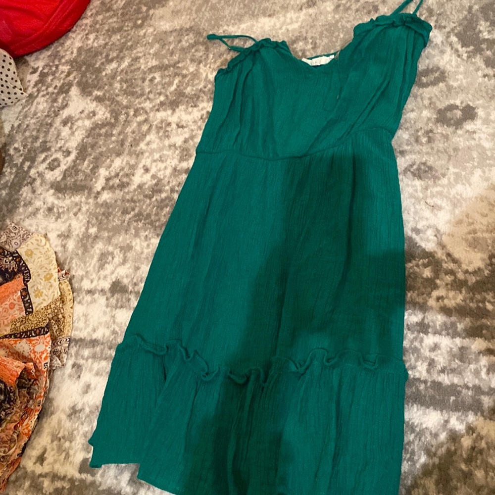 Lush Size S Green Dress with Ruffle on the bottom